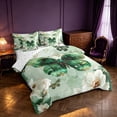 thumbnail image 2 of Homewish Watercolor Butterfly Queen Bedding, Chic White Blossoms Bedding Comforter Set Queen, Green, Reversible 7 Pieces, 2 of 7
