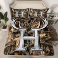 thumbnail image 2 of Castle Fairy Letter Monogrammed H Full Size Sheets 4-Piece Female Men Women,Abstract Woodland Animal Deer Breathable Bed Sheets,Botanical Tree Branches Leaves Lightweight Sheet Sets, 2 of 7