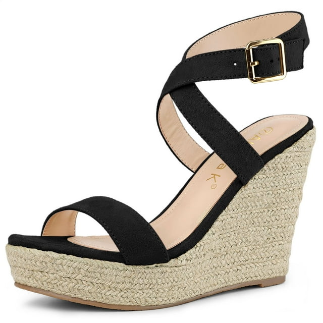 BLISSFUL STEP Sandales Compensées Espadrilles à Bride Arrière à Brides Croisées pour Femmes