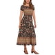 thumbnail image 2 of Vestido Boho de Mujer Inspire Chic con Mangas Cortas Abullonadas, Off-Shoulder, Floral, Smocked, Maxi, Negro, Talla M, 2 of 6