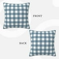 thumbnail image 3 of LNWH Decorative Pillow Covers, Blue Gingham Print Square Sofa Decorative Knit Pillow Case, 20"x20", 3 of 8