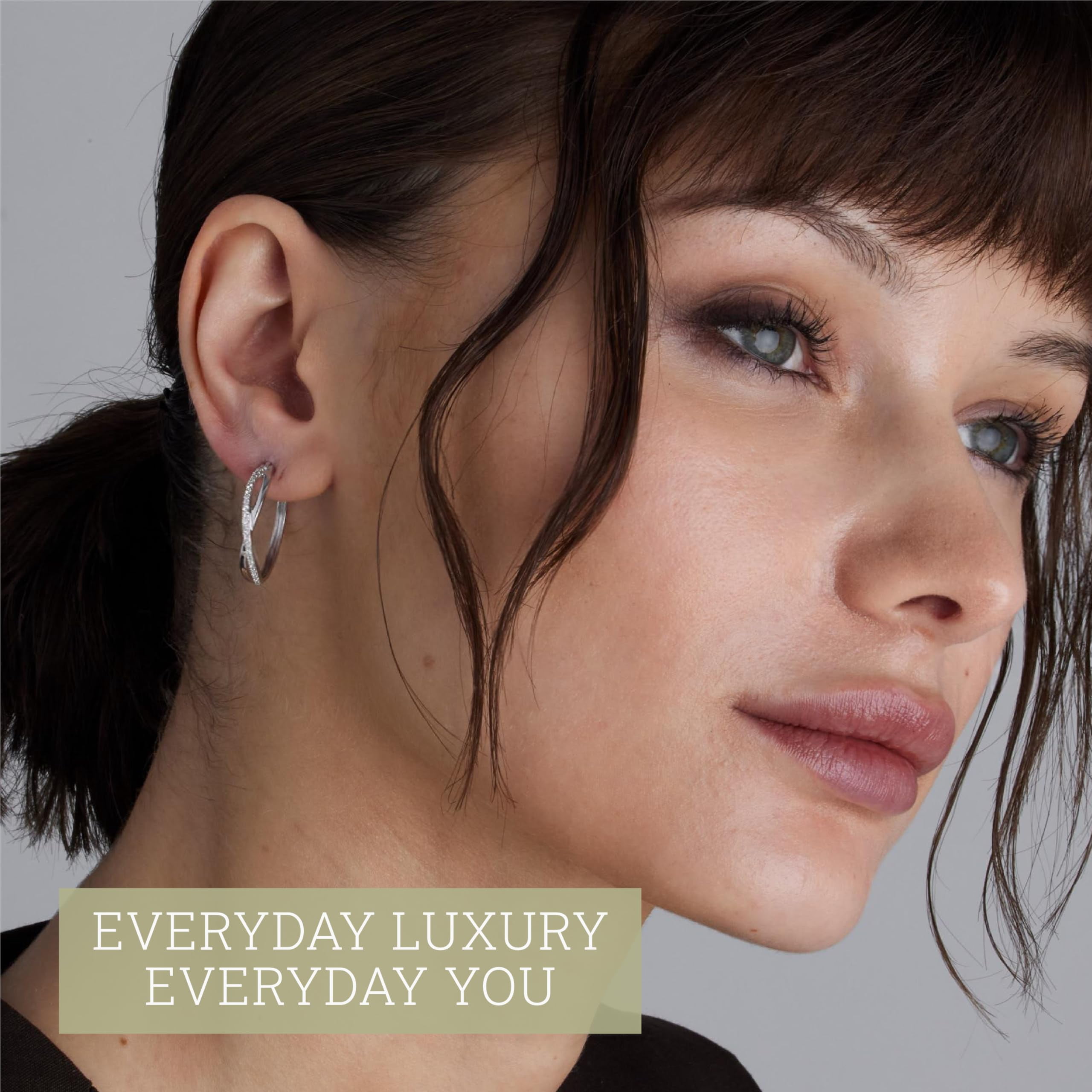 Gilded 1/4 Carat Total Weight Lab-Grown Diamond Modern Twisted Hoop Earrings for Women in 925 Sterling Silver | Hypoallergenic Fine Jewelry | Click Top Closure | SI1 Clarity, F Color