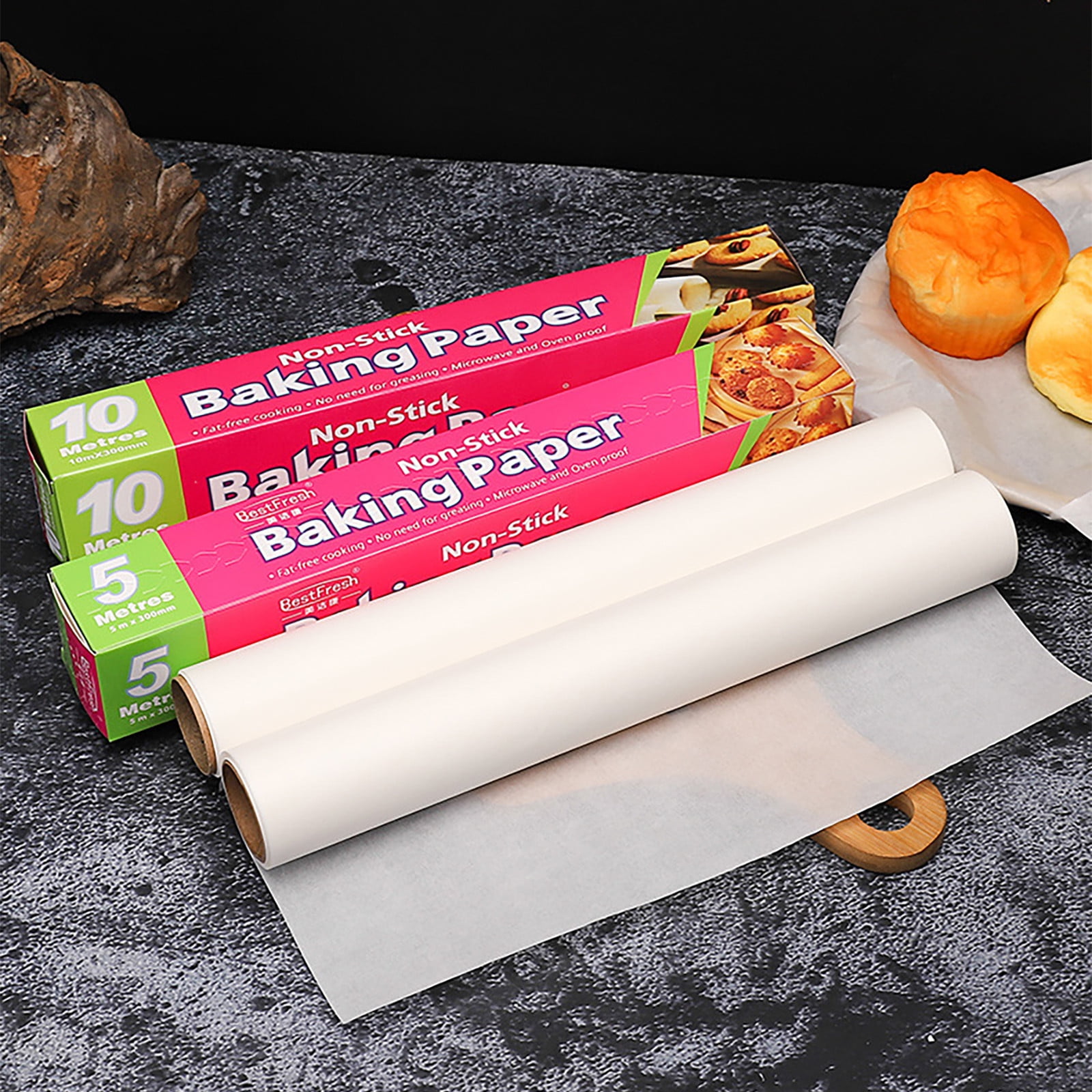 Kitchens Parchment Paper Roll, 12in x 66 ft, 65 Square Feet - Non-Stick Parchment Paper for Baking, Cooking, Grilling, Air Fryer and Steaming, YF03