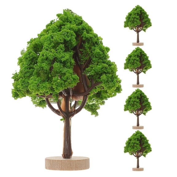 WHAMVOX Miniature Plastic Model Trees for Decor Realistic Green Mini Trees for Craft and 5 Pieces