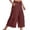 Red, variant on VNKIDY Womens Solid Color High Waist Button Fly Wide Leg Culottes Side Cargo Pocket Loose Fit Casual Trousers For Summer Daily Wear Yellow M
