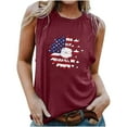 thumbnail image 2 of Wycnly Womens 4th of July Tank Tops Loose Fit Racerback Vest Independence Day Patriotic Tshirts Summer Fashion Sunflower US Flag Print Crewneck Sleeveless Blouse Wine m, 2 of 6