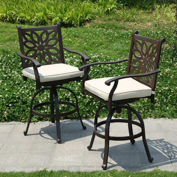 mf studio extra wide outdoor patio pub height swivel bar stools cast