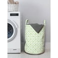 thumbnail image 3 of Vintage Laundry Bag, Abstract Flowers Motifs with Geometric Shapes Monochrome Illustration, Basket with Handles Drawstring Closure for Laundromats, 13" x 19", Lime Green and White, by Ambesonne, 3 of 4
