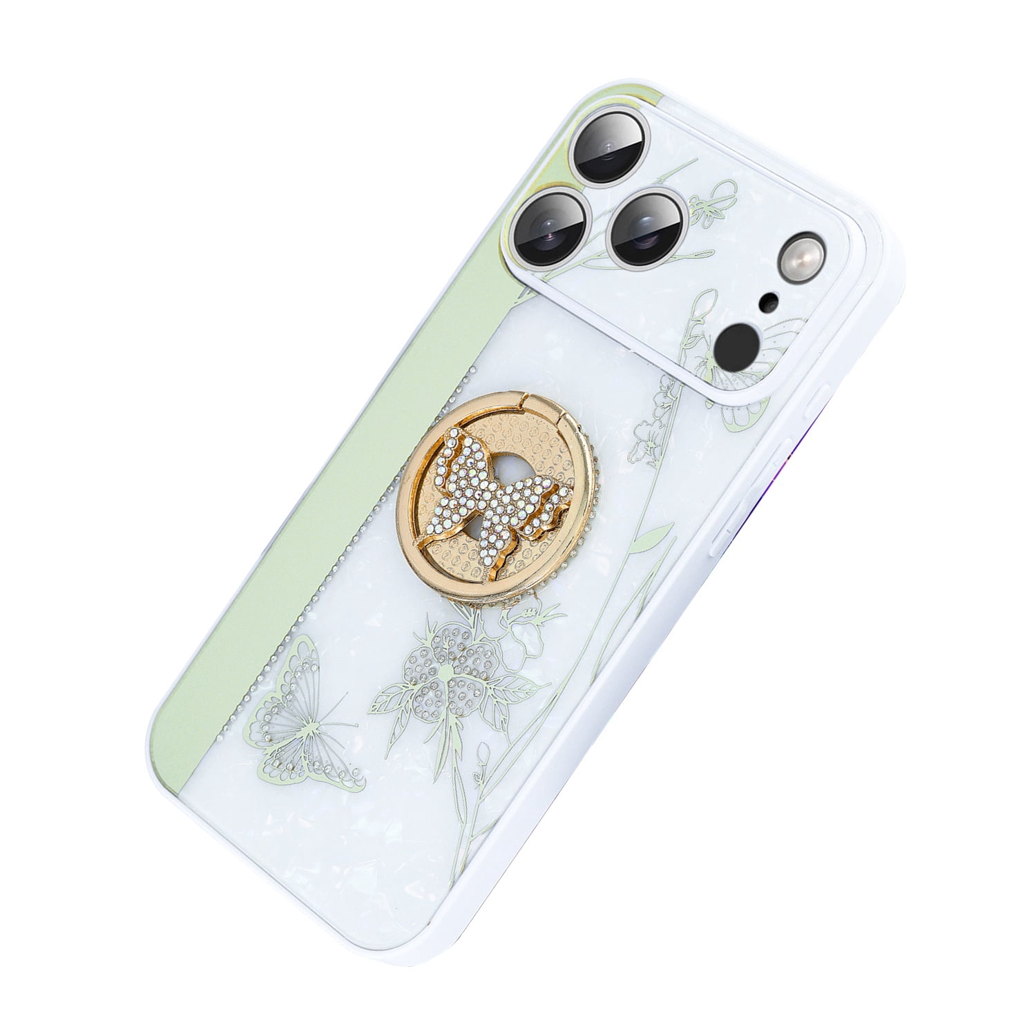 Glitter Diamond Butterfly Case for iPhone 17 Pro Max - White