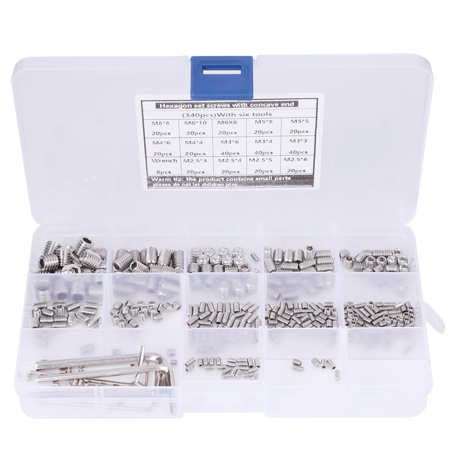 No Burrs Smooth Portable Set Screw Set Clearly Set Screw 340Pcs Stainless Steel for Instruments Accurate Instruments Meters Electronic Products Wrench 