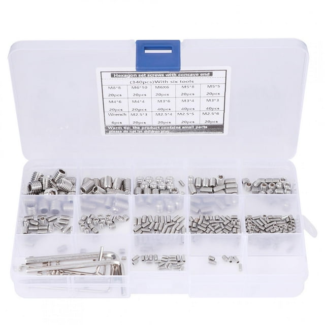 Juego de 340 tornillos de fijación de acero inoxidable 304, adaptador hexagonal para máquina, 6 llaves, piezas de hardware
