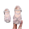 thumbnail image 4 of hoksml Girls Sparkly Rhinestone Bow Mary Jane Flats with Pearl Ankle Strap, Glitter Princess Dress Shoes for Wedding Party and Pageant Occasions, 4 of 8