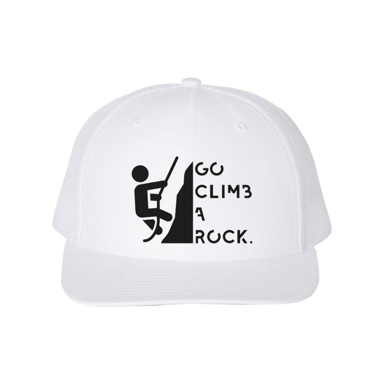 Rock Climber Hat, Go Climb A Rock, Rock Climbing Gear, Bouldering,  Adjustable Snapback, Climbing, Rock Climing Apparel, White Text, White