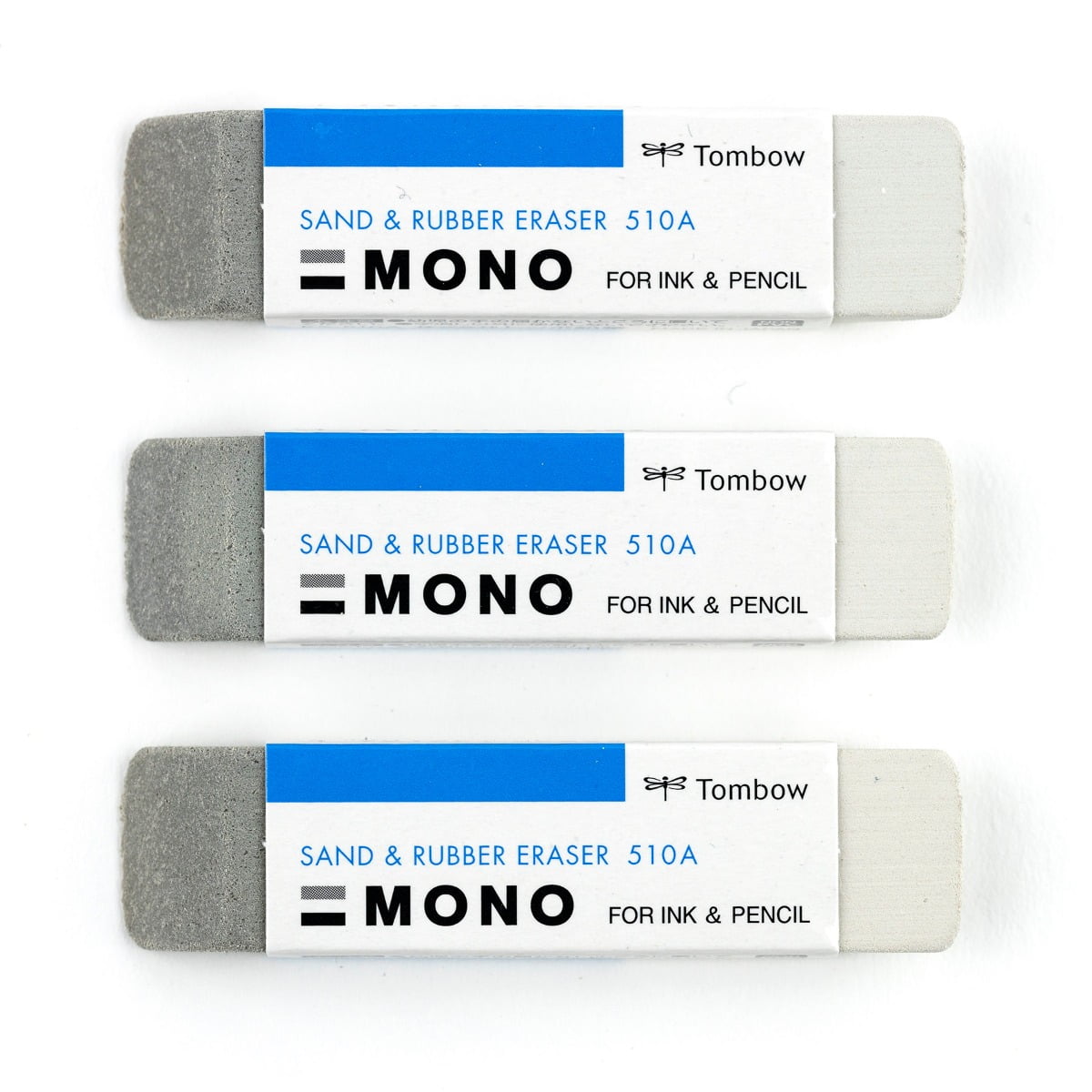 Tombow 72473 MONO Sand and Rubber Eraser, 3Pack. Easily Erase Pencil
