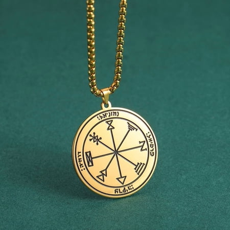 Key of Solomon Necklaces Pentacle of the Sun Mercury Jupiter Alpha Master of EternityTalisman 14K Yellow Gold Necklaces