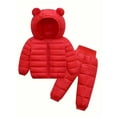 thumbnail image 2 of ATAIKU 6M-5T Toddler Baby Boy Girl Cute Hooded Puffer Jacket with Pants Kids Winter Snowsuit Lightweight Down Outwear, 2 of 8