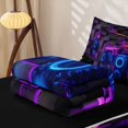 thumbnail image 6 of Manfei Purple Monster Truck Zipper Full Size Comforter Sets with Fitted Sheet and 2 Pillowcases,Neon Pixel Geometric Zipper Bedding Set,Black Reversible,4pcs, 6 of 8