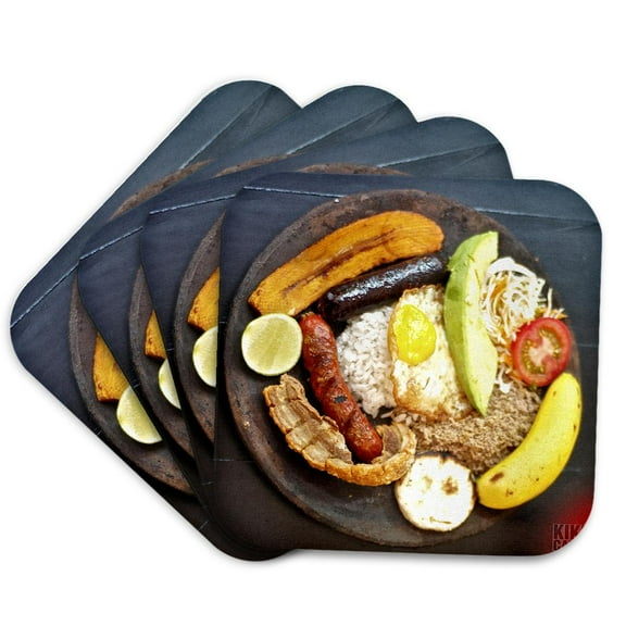 3drose, a Bandeja Paisa, Set of 4 Coasters - Soft