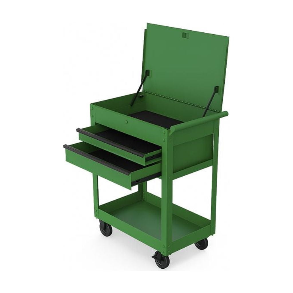 Hyper Tough 28-Inch Steel Tool Cart with Drawer, 500 lb Load Capacity, Green Powder-Coated