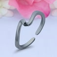 thumbnail image 3 of 4mm Wave Toe Band Ring 925 Sterling Silver Thin Adjustable Stylish Rings For Women, 3 of 5