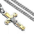 thumbnail image 3 of QQTDFG Hot Mens Stainless Steel Gold Silver Jesus Crucifix Cross Pendant Chain Necklace-Silver Gold-20inch or 50cm, 3 of 5