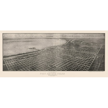Antique Map of Port Arthur Texas 1912 Jefferson County Stretched Canvas -  (18 x (New Best Cleaners Port Jefferson)