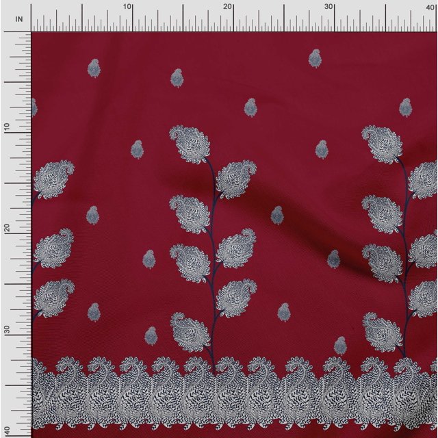 Soimoi Modal Satin Fabric Paisley Panel Printed Fabric 1 Yard 42 Inch Wide