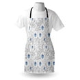 thumbnail image 3 of Floral Apron Ornamental Hand Drawn Flowers and Leaves Blue Dots Doodle Pattern Abstract Art, Unisex Kitchen Bib Apron with Adjustable Neck for Cooking Baking Gardening, Black White Blue, by Ambesonne, 3 of 3
