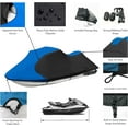 thumbnail image 2 of Jetpro Blue/Black Jetski Cover Polaris Sea Doo Yamaha Kawasaki PWC Jet Ski Cover Fits from 126”-135” Blue, 2 of 6