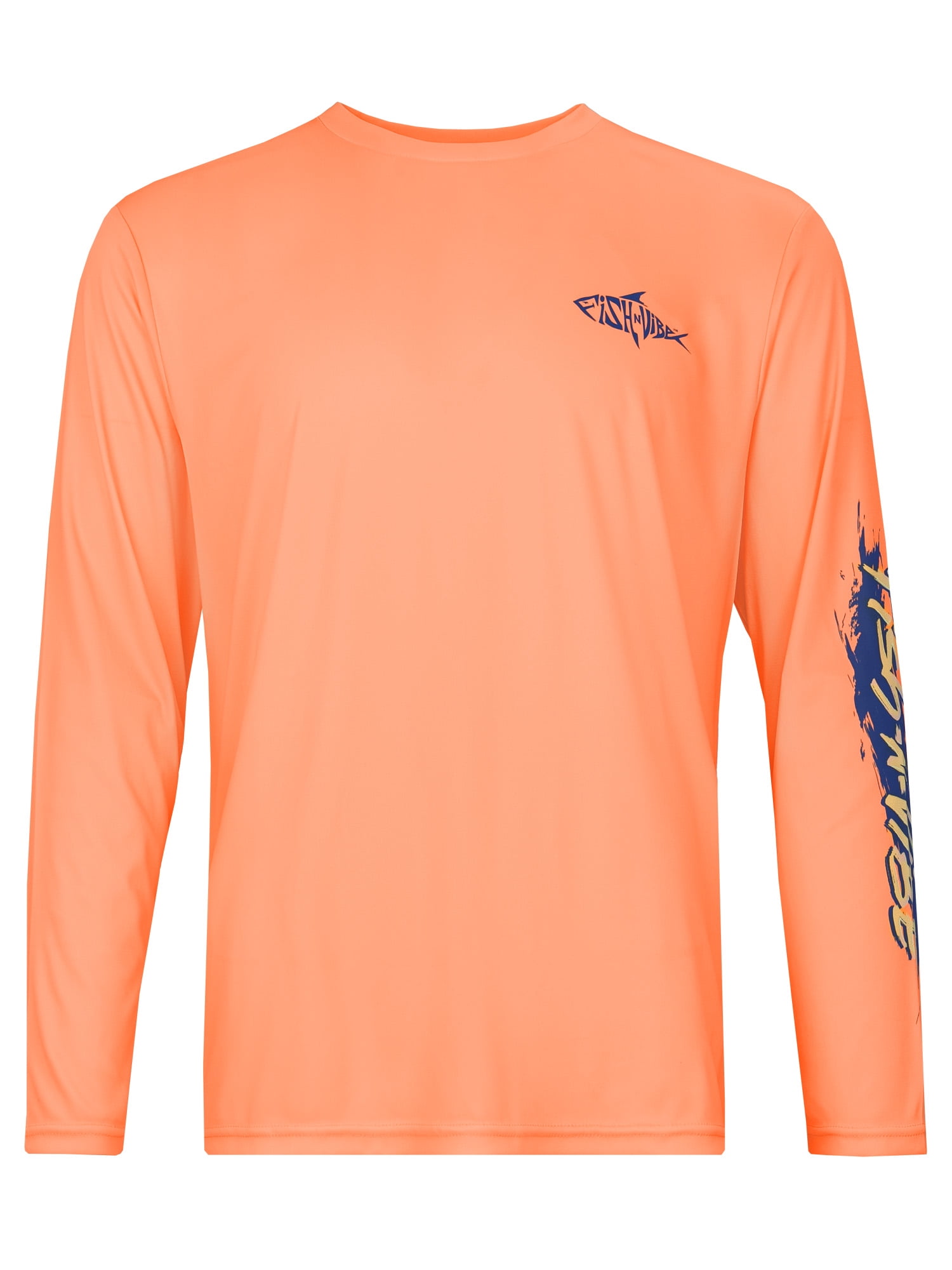 Fish N Vibe Men's Sublimated Long Sleeve Performance Tee, Shrimp/Fnv Itinerary, 3XL