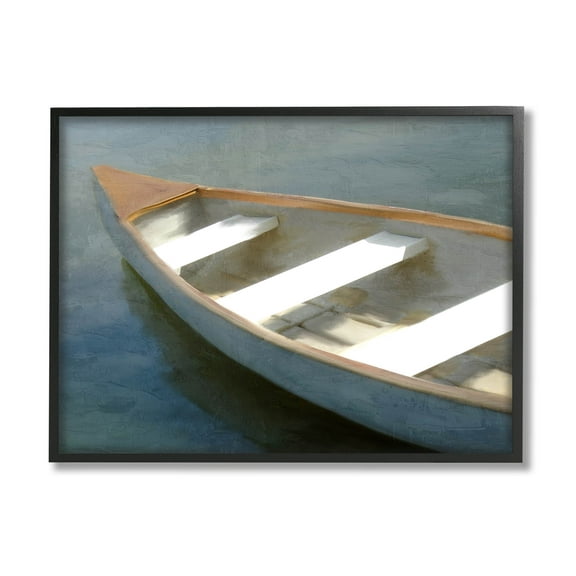 Stupell Industries Lone Canoe Boat Floating Deep Lake Painting Black Framed Art Print Wall Art, Design by Kim Allen
