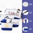 thumbnail image 2 of Bolsa de maquillaje Sinzip de lona de algodón, 10 piezas, blanco y azul, 2 of 7