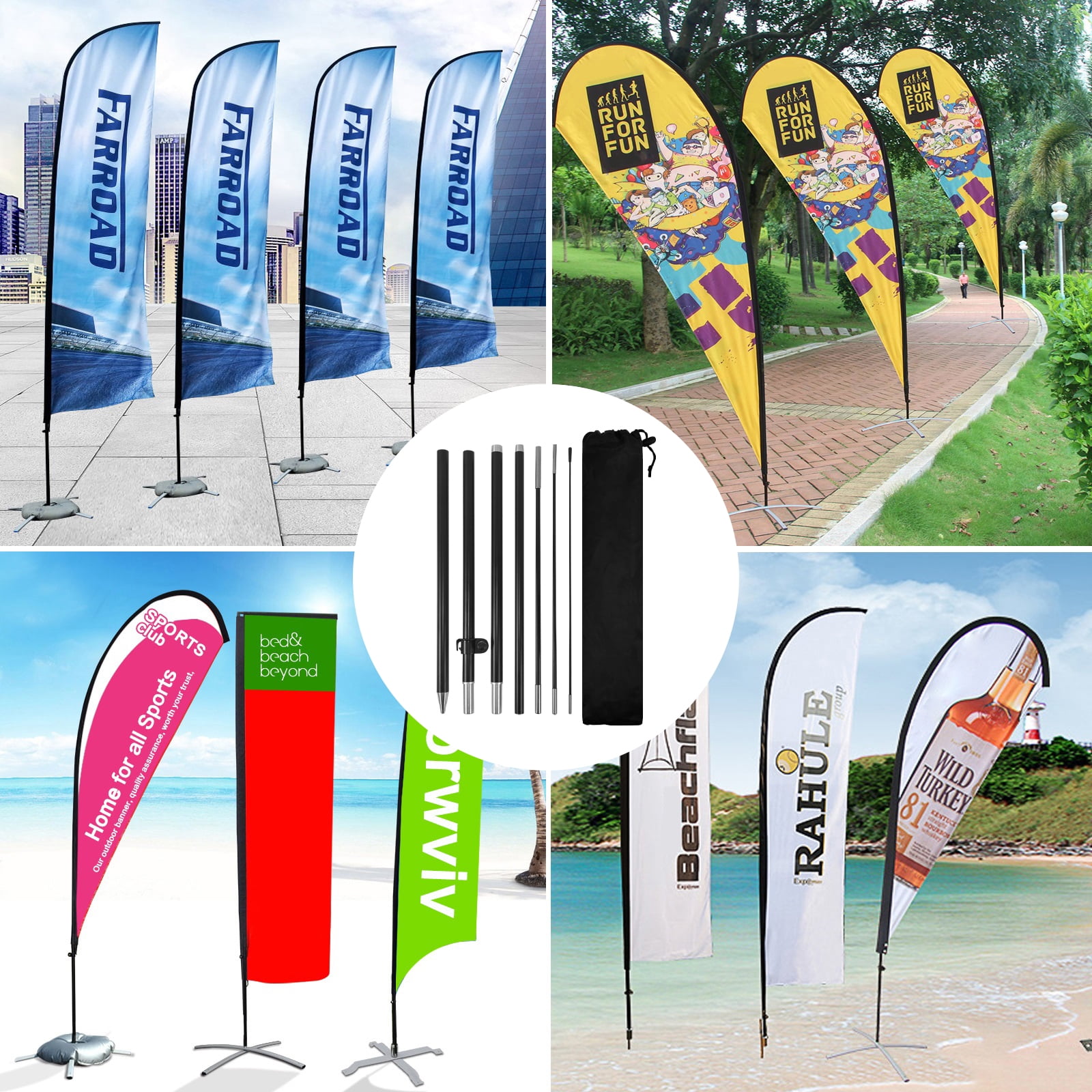 QSUM Feather Flag Pole Kit,8.2FT Decoration Display Flagpole, Business Sign, Swooper Flag Pole，Advertising Flag Pole