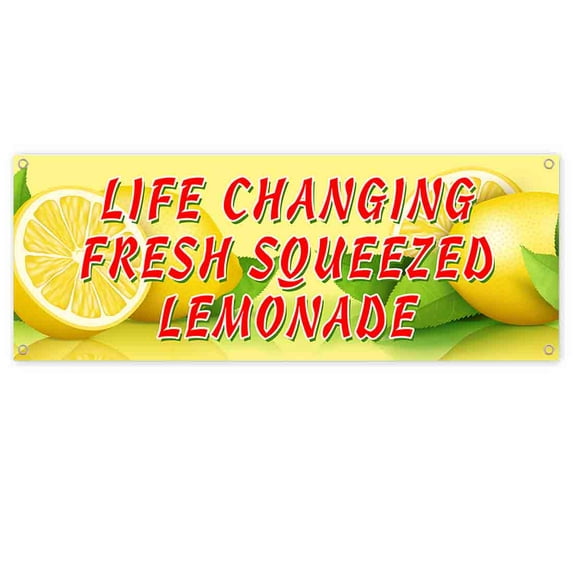 Life Changing Lemonade 13 oz Banner | Non-Fabric | Heavy-Duty Vinyl Single-Sided With Metal Grommets