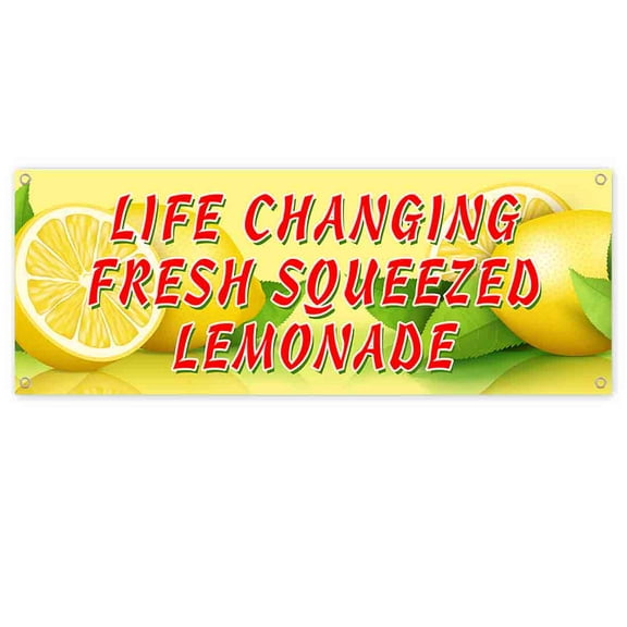 Life Changing Lemonade 13 oz Banner | Non-Fabric | Heavy-Duty Vinyl Single-Sided With Metal Grommets