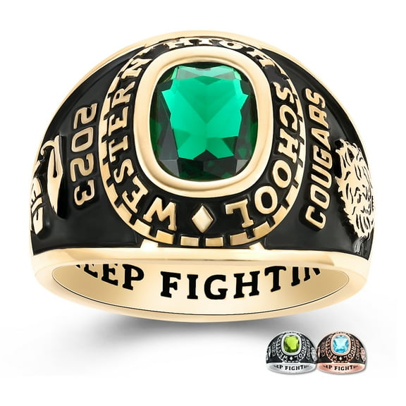 Mementos PJM Customized Sterling Silver Class Rings for Men High School College-Gold-Ultimate