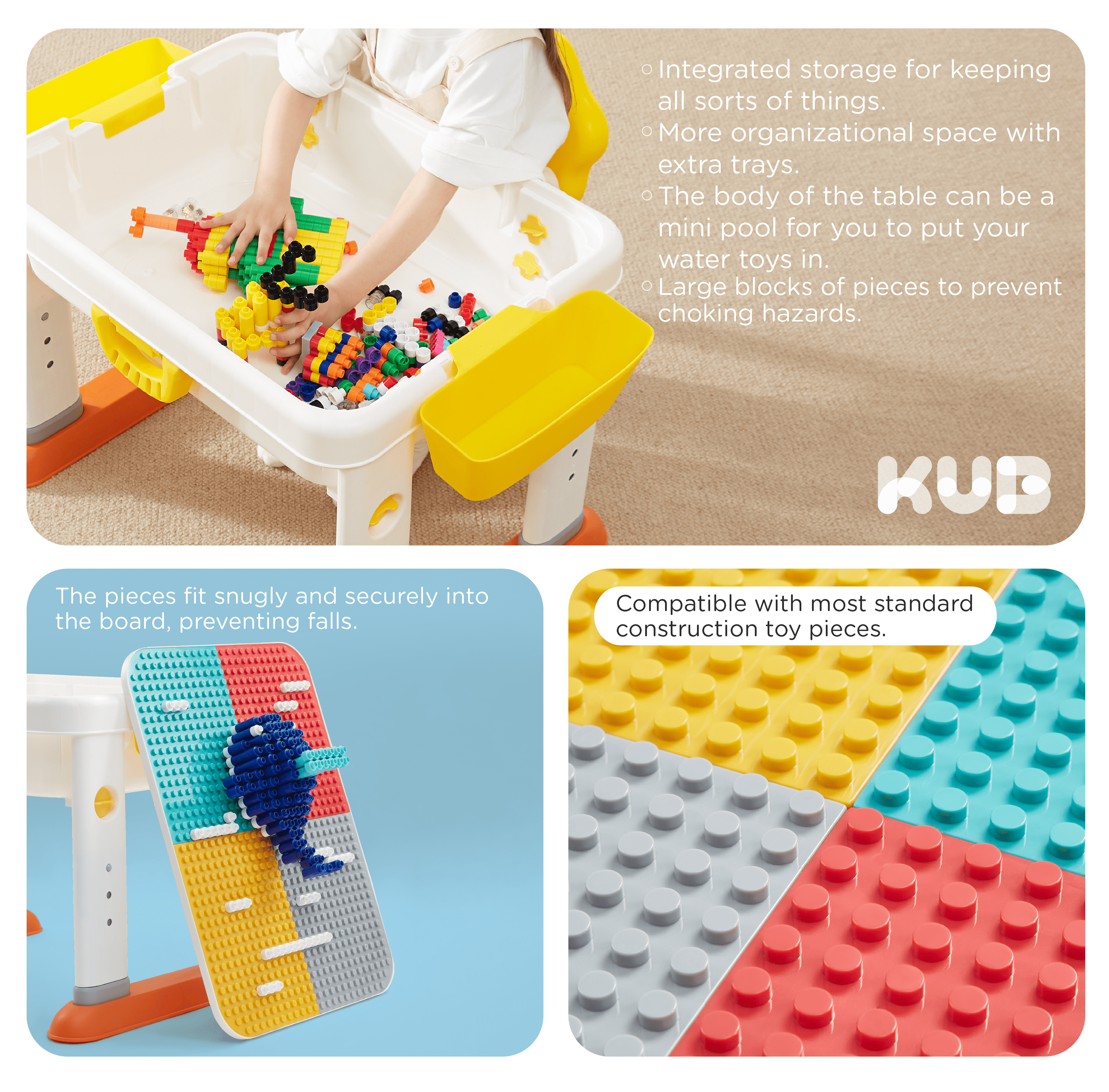KUB Kids Activity Table and Chair Set, Toddler Learning Play Table Toys