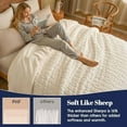 thumbnail image 2 of Ultra Soft Sherpa Fleece Blanket Queen Size 90" x 90", 510GSM Fleece Lightweight Yet Warm Blanket for Winter Bed, No Shedding, No Pilling, Tufted Jacquard for Luxury Home Decor, Cream, 2 of 7