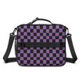 thumbnail image 2 of Purple and Black Checkered Pattern Insulated Lunch Bag with Shoulder Strap and Bottle Holder,Bento School Lunch Bag Box,11x9.5x3.5 Inches, 2 of 5