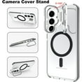 thumbnail image 2 of Dteck Samsung Galaxy S24 Clear Case with Camera Cover Stand,Military Grade Protection Compatible with MagSafe Slim Shockproof Magnetic Case Cover for Samsung Galaxy S24 ,Black, 2 of 6