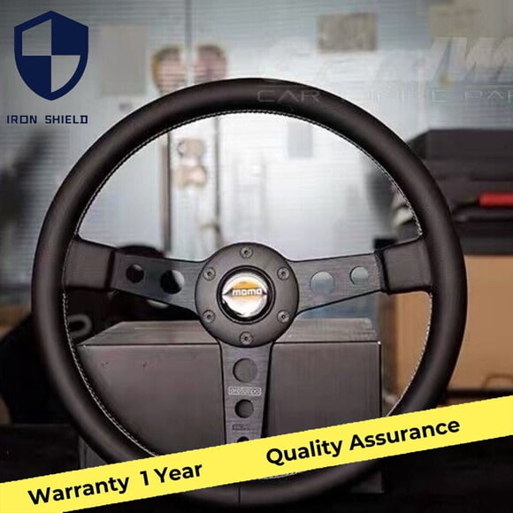 MOMO prototipo 340mm 14' leather thickened spoke sports steering wheel -