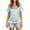 Sky Blue, variant on Satin Pajamas for Women Striped 2 Piece Collared Button Down Silk Tops and Loose Soft Comfy Shorts, S