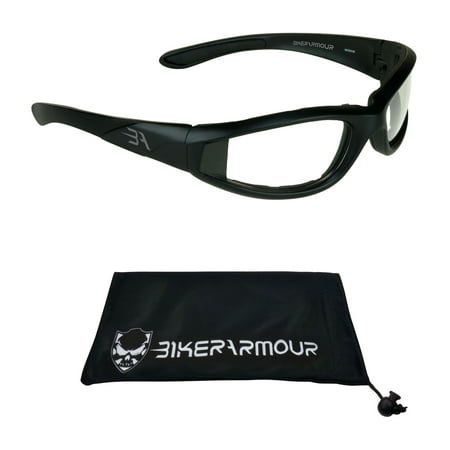 Motorcycle Safety Glasses Padded for Men and Women. Wrap around Wind and Dust Resistant