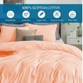 thumbnail image 3 of Peach California King ( 104" x 98" )Size 100% Cotton Duvet Set, 800 Thread Count, Stripe Pattern, 1-Piece Comforter Cover with Zipper Closure & 2-Pillow Shams– Hotel Quality, All-Season, 3 of 5