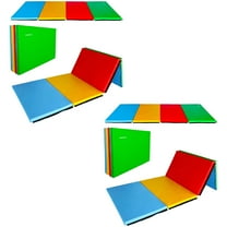 BalanceFrom 2-Pack 10ftx4ftx2in 4-Panel All-Purpose Folding Gymnastics Mat, Multicolored
