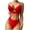 Red, variant on Women V Neck Bikini Sets Hollow Out Two Piece Swimsuits High Waisted Thong Bottoms Bathing Suit Triangle Swimwear,Blue,S