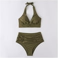 thumbnail image 5 of Christmas Savings Clearance! EINCcm Women Swimsuits, High Waist Retro Halter Ruched Bikini Two Piece Swimsuits Solid Color, Swimwear Summer Bikini Bathing Suit Swimsuits for Women, 5 of 6