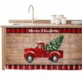thumbnail image 2 of Red Truck Christmas Cabinet Curtain 32"Wx55"L,Dustproof Pantry Door Curtain W/ Self Adhesive Tape,Plaid Xmas Tree Snowflake Vintage Tall Storage Cover Privacy Drape for Bathroom Kitchen Laundry Room, 2 of 9