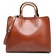 thumbnail image 1 of Bolsos de cuero para mujer, bolso vintage para mujer, bolso casual para mujer, bolso de hombro para mujer, bolso bandolera grande (color: marrón), 1 of 5