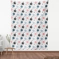 thumbnail image 4 of Cartoon Fabric by the Yard, Pastel Party Balloons Heart Raindrops Stripes Joyful, Decorative Upholstery Fabric for Chairs & Home Accents, Slate Blue Blush Black by Ambesonne, 4 of 5